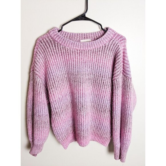 Universal Thread Chunky Pink Ombre Oversized Crewneck Sweater XS Womens Pullover - Picture 5 of 10